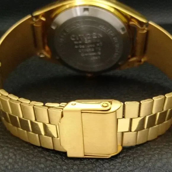 Vintage 1989 Citizen Automatic Mens Gold Watch W/daydate & Blue accents - Picture 2 of 8